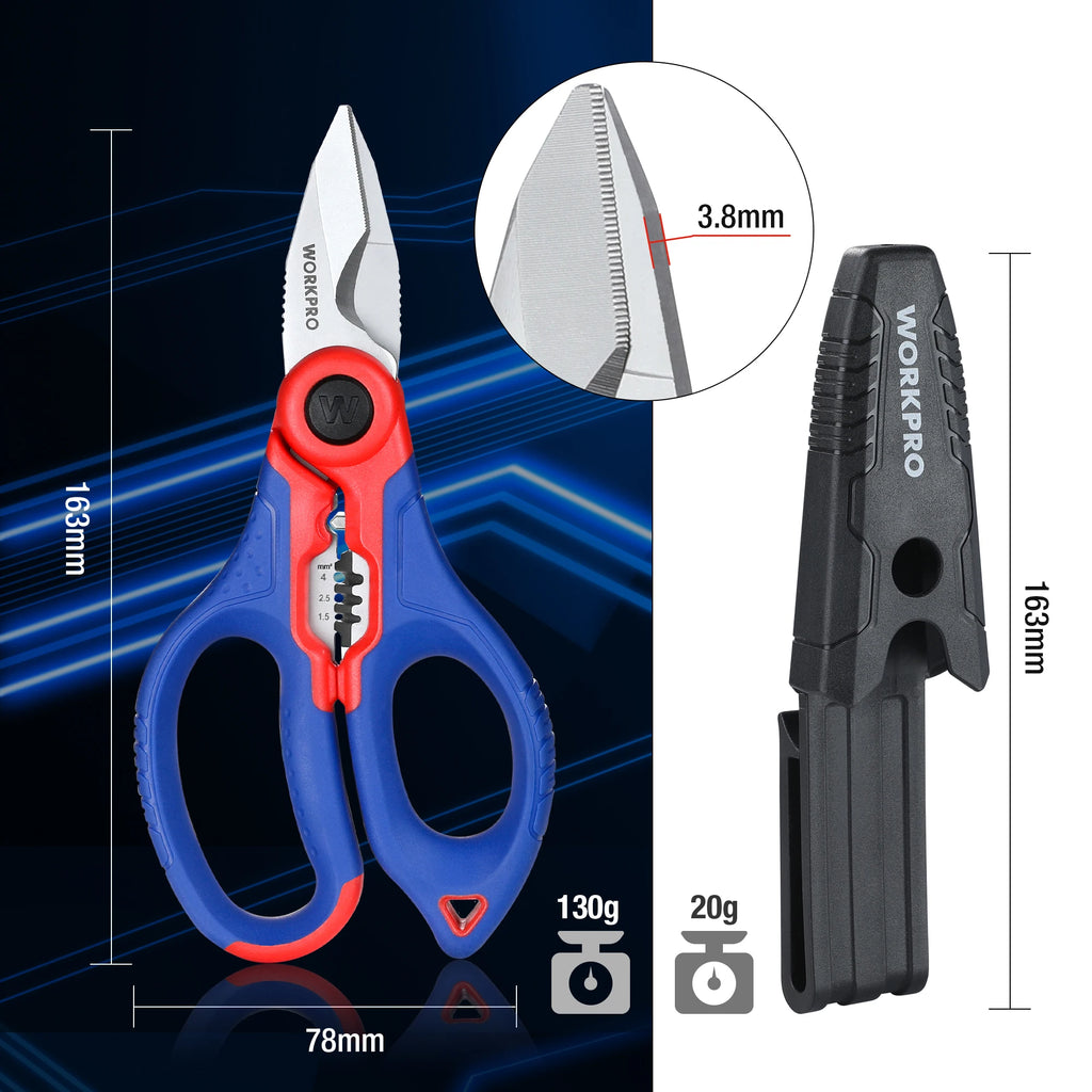 Tijeras de Electricista - Herramienta Multifuncional de Acero Inoxidable con Pelacables